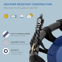 Outsunny 23.5 Inch Saucer Tree Swing, Outdoor Flying Swing for Kids with Adjustable Hanging Ropes, Metal Frame, Breathable Mesh, Blue(m-5)