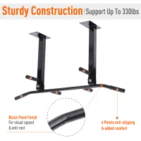 Soozier Ceiling Mounted Pull Up Bar Wall Mount Chin Up Bar Upper Body Strength Training Station Home Gym Black(m-4)