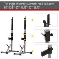 Soozier 2-Piece Barbell Rack, 53.1"-74.8" Height Adjustable Squat Rack Bench Press Rack, 440LBS Capacity(m-6)