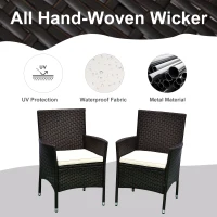 Outsunny 2 Piece Patio Armchair Wicker Chair Outdoor Modern PE Rattan w/ Cushion Brown(m-5)