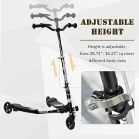 HOMCOM Y Fliker Lift Kids Scooter Outdoor Swing Wiggle Scooter Carving Scooter Black(m-4)