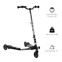 HOMCOM Y Fliker Lift Kids Scooter Outdoor Swing Wiggle Scooter Carving Scooter Black(m-7)