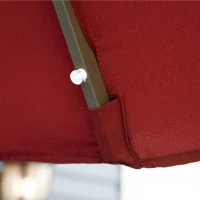 Outsunny 6.5x10ft Patio Umbrella Rectangle Solar Powered Tilt Aluminum Outdoor Market Parasol with LEDs Crank (Wine Red)(m-8)