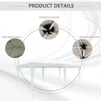 Outsunny 10'x20' Foldable Pop Up Party Tent Outdoor Patio Gazebo Canopy  Market Tent without Walls, Oxford Canopy (White)(m-5)