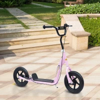 HOMCOM Adjustable Kids Pro Stunt Scooter Children Street Bike Bicycle Ride On with 12” Tire (Pink)(m-6)