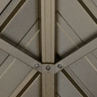 Outsunny 10' x 12' Outdoor Hardtop Gazebo with Galvanized Steel Canopy & Netting Sidewalls for Lawn, Backyard, Brown(m-9)