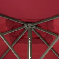 Outsunny 6.5x10ft Patio Umbrella Rectangle Solar Powered Tilt Aluminum Outdoor Market Parasol with LEDs Crank (Wine Red)(m-9)