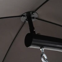 Outsunny Single Floating Chaise Lounge Curved Outdoor Porch Swing Chair Hanging Hammock Reclining Seat w/Arc Stand & Canopy Grey(m-8)