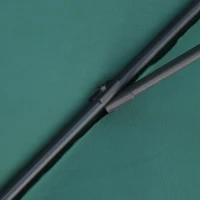 Outsunny 8' x 8' Square Patio Hanging Offset Umbrella Aluminum Outdoor Cantilever Crank Market Parasol Garden Sun Canopy Shelter 360° Rotation w/Cross Base Green(m-9)