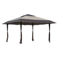 Outsunny 13' x 13' Outdoor Pop-Up Party Tent Canopy with Top Vent, 3-Level Adjustable Height, and Roller Bag, Khaki(m-2)