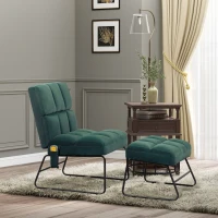 HOMCOM Accent Chair with Ottoman, Velvet Club Chair with Vibration Massage, Remote Control and Metal Legs for Living Room, Bedroom, and Home Office, Green(m-2)
