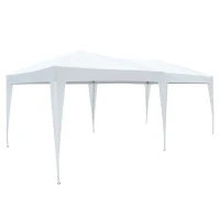 Outsunny 10'x20' Foldable Pop Up Party Tent Outdoor Patio Gazebo Canopy  Market Tent without Walls, Oxford Canopy (White)(m-2)