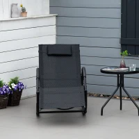 Outsunny Zero Gravity Rocking Lounge Chair, Patio Rocker w/ Removable Pillow, Recliner Seat for Indoor & Outdoor, Breathable Texteline, Black(m-1)