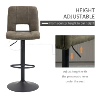 HOMCOM Modern Bar stools, Counter Height Kitchen Stools Armless Adjustable Height with 360 Degree Swivel Seat, Set of 2, Dark Olive(m-5)