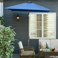 Outsunny 6.5x10ft Patio Umbrella Rectangle Aluminum Tilt Garden Market Parasol Outdoor Sunshade Canopy with Crank (Dark blue)(m-1)