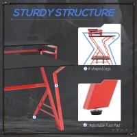 HOMCOM 47 inch Gaming Desk, Computer Table Workstation with Monitor Stand, Cup Holder, Headphone Hook & CPU Stand for Home Office, Black & Red(m-7)