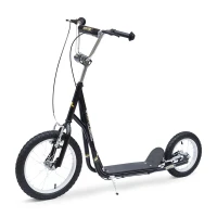 HomCom Adjustable Teen Kick Scooter Child Pro Stunt Scooter Ride On Speeder Kids Street  Bike 16" Inflatable Tire Black(m-2)