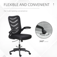 Vinsetto Mid Back Office Chair, Mesh Computer Desk Chair with Lumbar Back Support, Flip-up Arm, Adjustable Height, Black B(m-8)