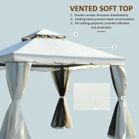 Outsunny 10x10ft Aluminum Gazebo Canopy Double -tire Garden Shelter with Mesh Netting and Privacy Curtains, Cream White(m-4)