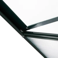 Outsunny Lean-to Greenhouse Walk-in Garden Aluminum Polycarbonate with Roof Vent for Plants Herbs Vegetables 6' x 4' x 7'(m-8)