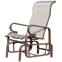 Outsunny Garden Single Glider Chair Patio Rocker Outdoor Rocking Recliner Outdoor Porch Gliding Seat Furniture Texteline Swing Armchair Grey(m-9)