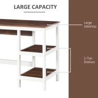 HOMCOM Home Office Desk, Writing Table Laptop Workstation with Display Shelves - White(m-4)