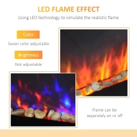 HOMCOM 36" Wall-Mounted Electric Fireplace, 750/1500W Fireplace Heater with Flame Effect, 7 Color Background Light and Side Light, Black(m-5)