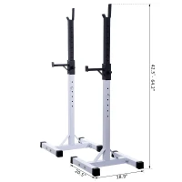 Soozier Adjustable Stable Power Squat Stand Portable 2 Bars Barbell Holder Weight Rack (Black/White)(m-3)