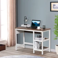 HOMCOM Home Office Desk, Writing Table Laptop Workstation with Display Shelves - White(m-6)
