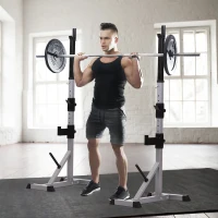 Soozier 2-Piece Barbell Rack, 53.1"-74.8" Height Adjustable Squat Rack Bench Press Rack, 440LBS Capacity(m-1)