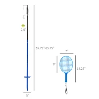 Soozier Rope Ball Tether Swing Game-Complete Set Outdoor Tennis Training Set w/ Height Adjustable Steel Pole，Tennis Ball & Two Tennis Rackets for Kids and Adults, Blue(m-3)