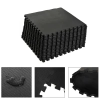 HOMCOM Soft Interlocking Floor Mats 72 Square Feet Waterproof Exercise Workout Mat Kid Play Mat Gymnastics and Home Gym Protective Flooring, 18pcs Black(m-5)