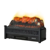 HOMCOM Electric Fireplace Insert with Realistic Log Flame Effects, Electric Log Fireplace with Glowing Ember Bed and Remote Control, 4777 BTU, Black(m-1)