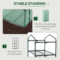 Outsunny 28" x 20" x 63" Portable Greenhouse with 4 Tier Shelves Outdoor Hot House Plant Flower Greenhouse, Steel Frame, PE Cover, Green(m-7)