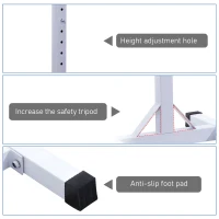 Soozier Adjustable Stable Power Squat Stand Portable 2 Bars Barbell Holder Weight Rack (Black/White)(m-5)