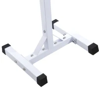 Soozier Adjustable Stable Power Squat Stand Portable 2 Bars Barbell Holder Weight Rack (Black/White)(m-8)