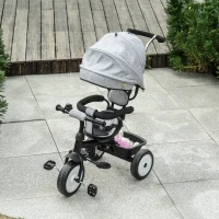 Qaba Baby Tricycle 2 In 1 Baby Stroller Kid Trike with Adjustable Canopy Grey(m-1)
