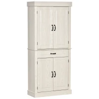 HOMCOM 71" Freestanding Kitchen Pantry Cabinet, Tall Storage Cabinet with 4 Doors and Drawer for Dining Room, Ivory(m-1)