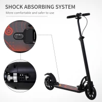 Soozier Kick Scooter Folding Adjustable Ride On Toy w/ Dual Braking System, Rear Shock Absorption and 8" Big Wheels For 14+ Teens Adult, Black(m-8)