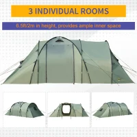 Outsunny Camping Family Tent 5-Person 2 Room with Carrying Bag Waterproof Rainfly Easy Set Up for Backpacking Hiking Outdoor 19' x 8.5' x 6.5'(m-4)