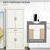 HOMCOM 71" Freestanding Kitchen Pantry Cabinet, Tall Storage Cabinet with 4 Doors and Drawer for Dining Room, Ivory(m-6)