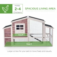 PawHut 79'' Chicken Coop Wooden Hen House Rabbit Hutch Poultry Cage Pen Outdoor Backyard with Nesting and Running Box, Ladder, Removable Tray, Multiple Doors (Red & White)(m-4)