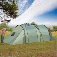 Outsunny Camping Family Tent 5-Person 2 Room with Carrying Bag Waterproof Rainfly Easy Set Up for Backpacking Hiking Outdoor 19' x 8.5' x 6.5'(m-1)