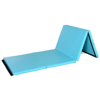 Soozier 4'x10'x2'' Folding Gymnastics Tumbling Mat, Exercise Mat  with Carrying Handles for Yoga, MMA, Martial Arts, Stretching, Core Workouts, Blue(m-2)