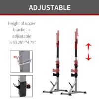 Soozier 2-Piece Barbell Rack, 53.1"-74.8" Height Adjustable Squat Rack Bench Press Rack, 440LBS Capacity(m-5)