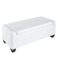 HOMCOM 50.5" Faux Leather Rectangular Tufted Storage Ottoman for Living Room, Entryway, or Bedroom, White(m-1)