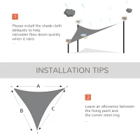 Outsunny Triangle 13x13x13ft Sun Sail Shade Garden UV Block Sunshade Outdoor Canopy Patio Lawn Shelter Grey(m-6)
