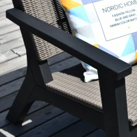 Outsunny 3 Pieces PP Rattan Coffee Set Bistro Furniture Arm Chair Table Set for Patio Porch(m-7)