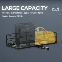 Aosom Folding Cargo Carrier Luggage Basket Cargo Rack Rear 400lbs Capacity Trailer Hitch Mount Steel Frame with 2" Standard Hitch, Black(m-4)