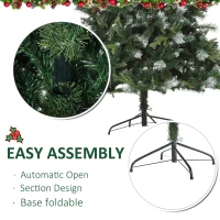 HOMCOM 6.9ft Artificial Christmas Tree Snow Tipped Tree with Pinecone Easy Assembly with Foldable Base Stand for Indoor Decoration Green(m-4)